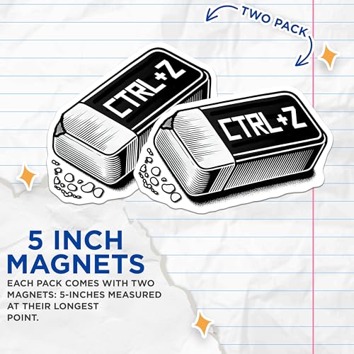 (2 Pack) CTRL Z Magnets - Computer Geek Decor - Office Desk Accessories - 5" On Longest Side - for Cars, Fridges, Toolboxes - Made in USA - MAG7427