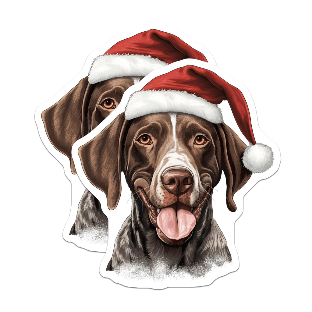 (2 Pack) German Shorthaired Pointer Magnets - Jolly Christmas Dog Refrigerator Decor - Festive Hound Home Accent - 5 Inches On Longest Side - Thick Durable Magnet - Made in USA - MAG24356