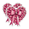 (2 Pack) Heart Bow Stickers - Cute Heart Stickers - Pink Bow Stickers - 5" On Longest Side - Sticks to Any Smooth Flat Surface - Made in USA - BMCS3607