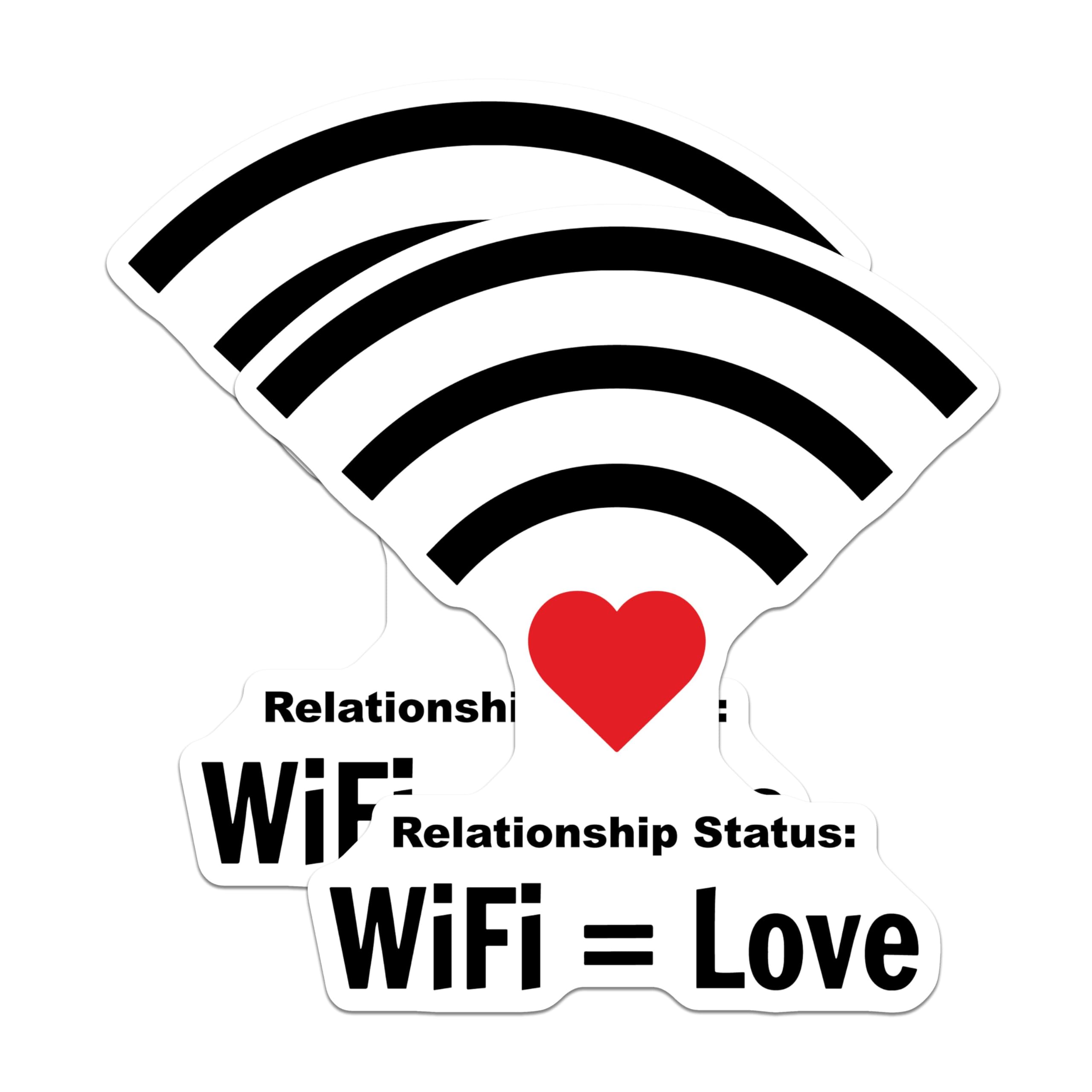 (2 Pack) Relationship Status Stickers - WiFi Equals Love - Fun Internet Meme - 5" On Longest Side - Sticks to Smooth Flat Surfaces - Made in USA - BMCS6749