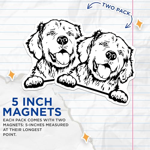 (2 Pack) Golden Retriever Face Car Fridge Magnets - Dog Lovers - Animal Art for Refrigerator ation - 5" On Longest Side - for Cars, Fridges, Toolboxes - Made in USA - MAG4035