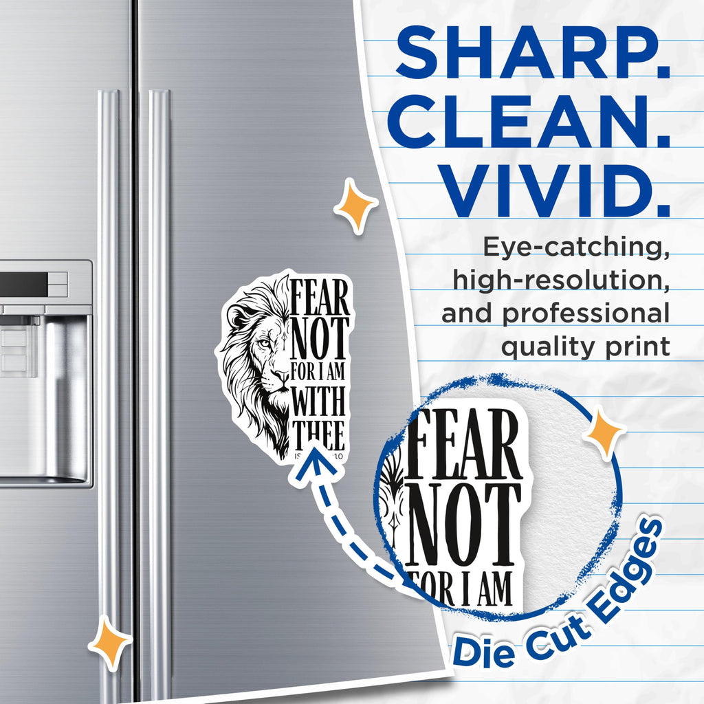 (2 Pack) Lion Magnets - Fear Not - Isaiah Verse - Encouragement Bible Scripture - 5" On Longest Side - Premium Magnet - for Cars, Refrigerators, Toolboxes, Lockers - Made in USA - MAG16394