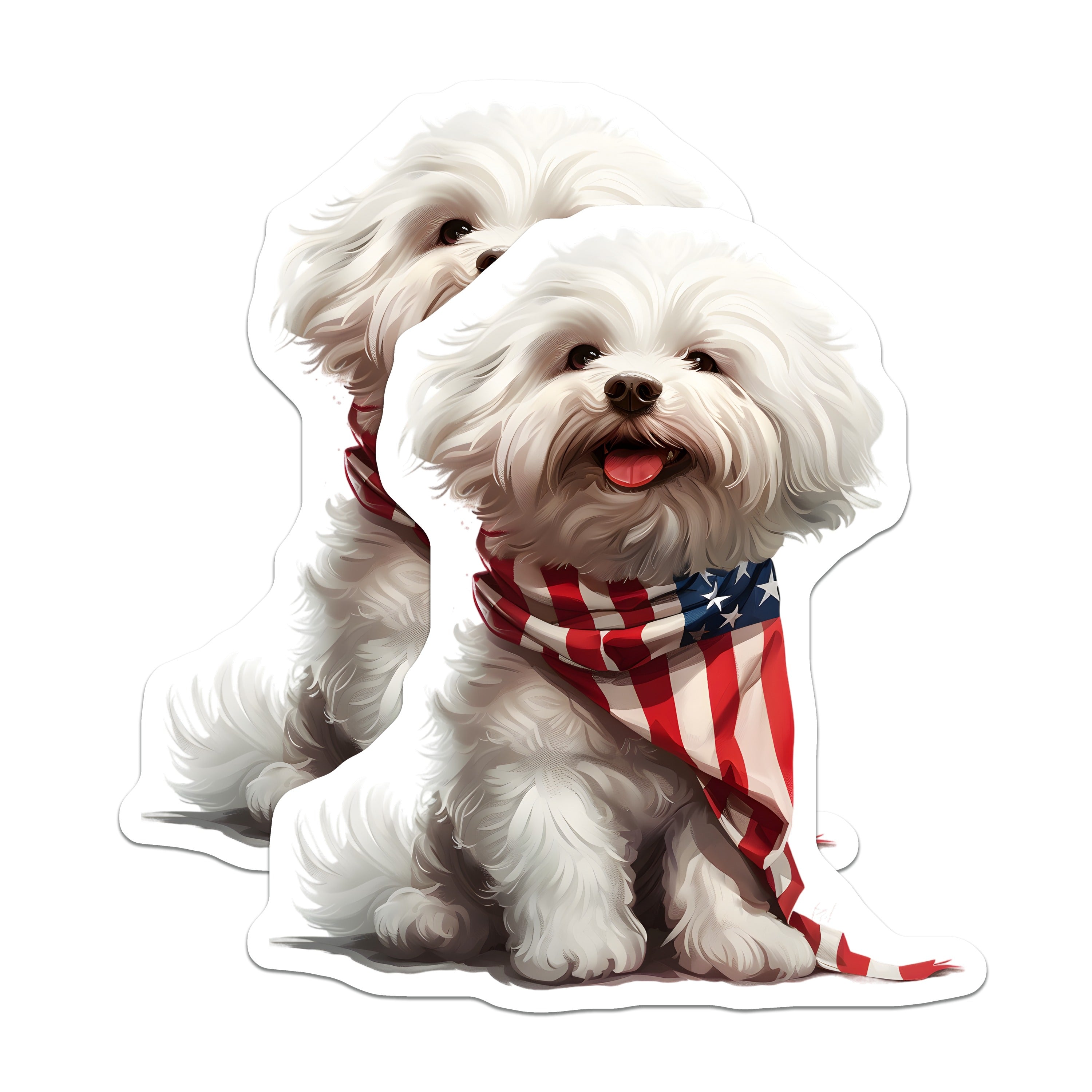 (2 Pack) Maltese Dog Magnets - Patriotic American Flag Puppy Decor - 4th of July Memorial Day Fridge Locker Magnets - 5 Inches On Longest Side - Thick Durable Magnet - Made in USA - MAG36720