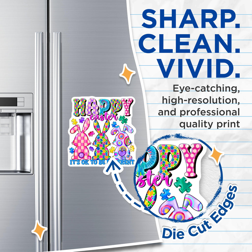 (2 Pack) Autism Easter Bunnies Magnets - Neurodiversity Acceptance Decor - It's Ok to Be Different - 5 Inches On Longest Side - Thick Durable Magnet - Made in USA - MAG28526
