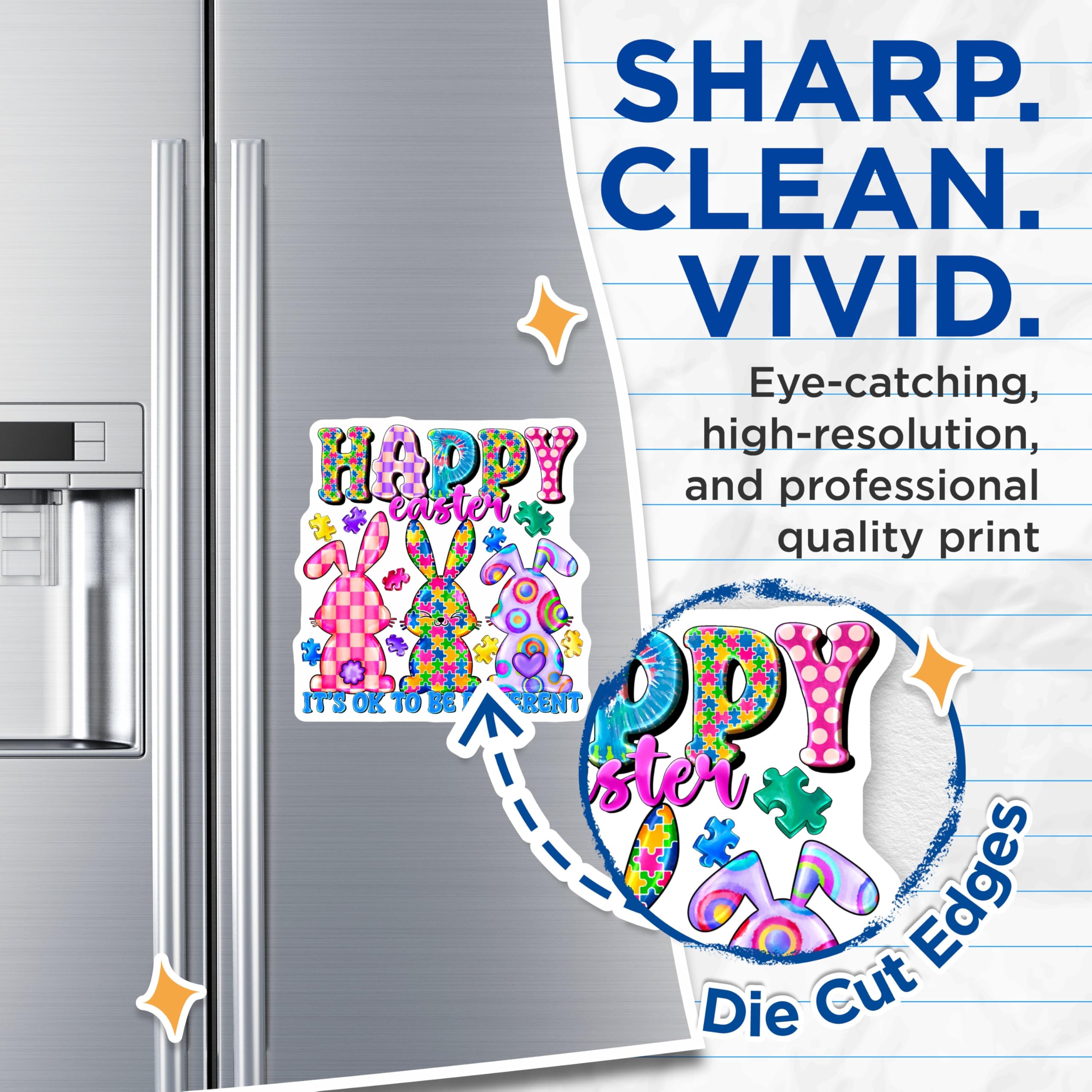 (2 Pack) Autism Easter Bunnies Magnets - Neurodiversity Acceptance Decor - It's Ok to Be Different - 5 Inches On Longest Side - Thick Durable Magnet - Made in USA - MAG28526
