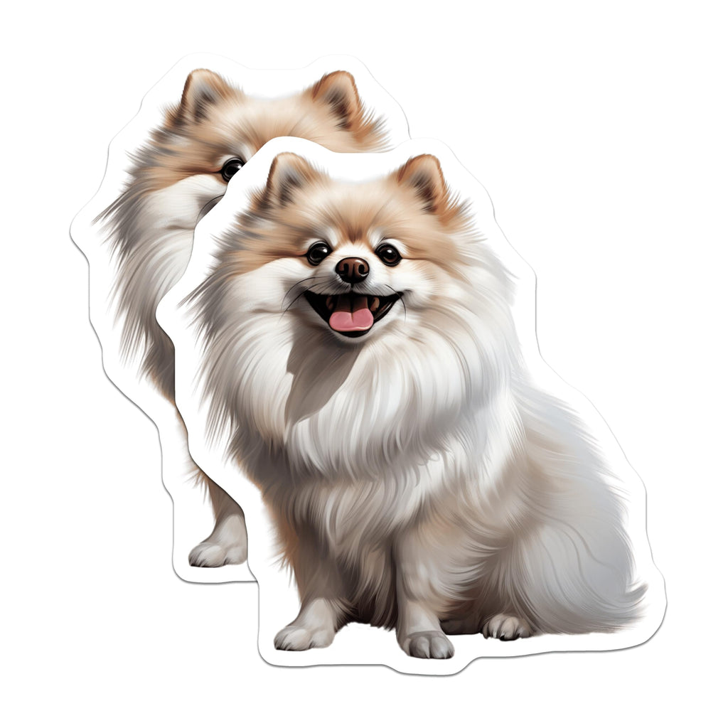 (2 Pack) Cute Pomeranian Magnets - Smiling Dog Decor - Fluffy Pet Lover Accessories - Dog Mom Presents - 5 Inches On Longest Side - Thick Durable Magnet - Made in USA - MAG27572