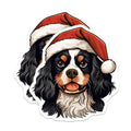 (2 Pack) Cavalier Christmas Magnets - Santa Hat Dog - Holiday Pet Decor - 5 Inches On Longest Side - Thick Durable Magnet - Made in USA - MAG28399