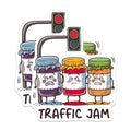 (2 Pack) Funny Food Stickers - Traffic Jam - Pun for Laptops Tablets Notebooks Water Bottles - 5" On Longest Side - Sticks to Smooth Flat Surfaces - Made in USA - BMCS7638