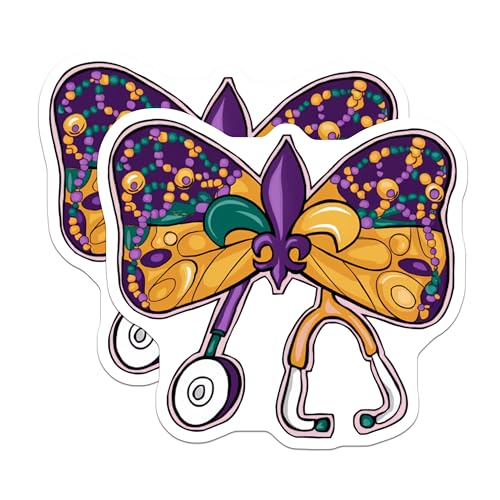(2 Pack) Butterfly Nurse Stickers - Medical Professional Stickers - Nurse Appreciation - 5" On Longest Side - Sticks to Smooth Flat Surfaces - Made in USA - BMCS5228