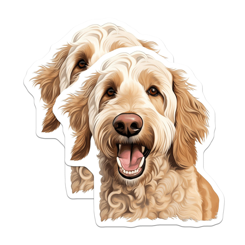 (2 Pack) Goldendoodle Magnets - Happy Doodle Dog Owner Decor - Pet Parent Refrigerator Accessories - 5 Inches On Longest Side - Thick Durable Magnet - Made in USA - MAG25037