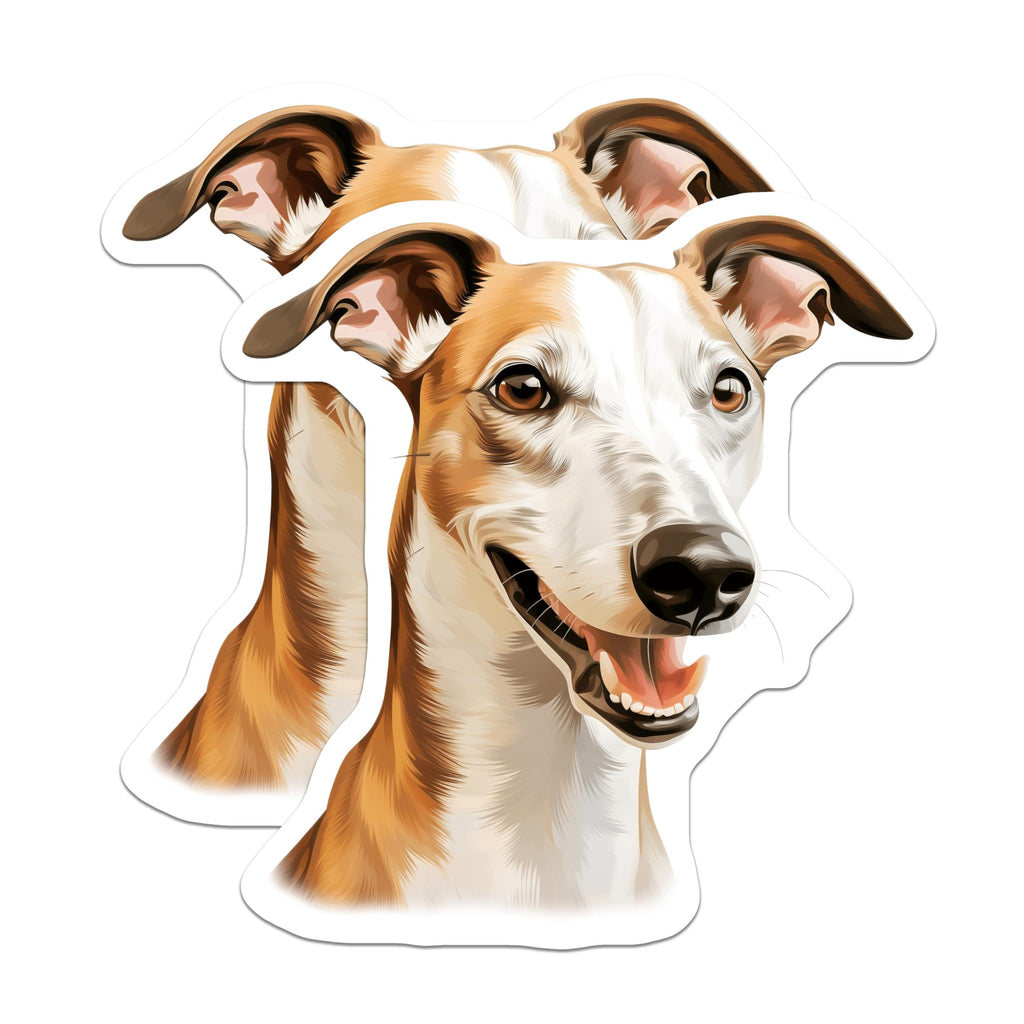 (2 Pack) Happy Greyhound Magnets - Dog Lover Refrigerator Decor - Pet Parent Car Accessories - 5 Inches On Longest Side - Thick Durable Magnet - Made in USA - MAG29060