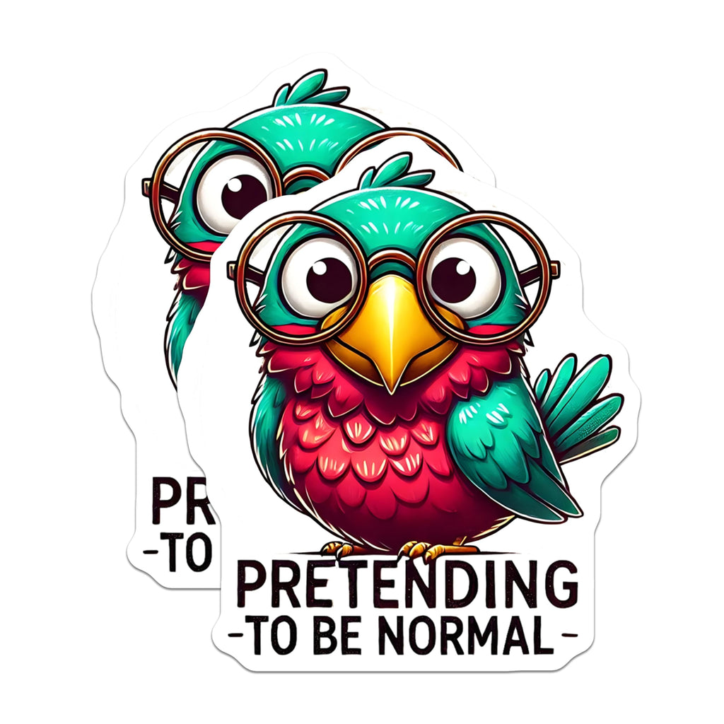 (2 Pack) Funny Bird Stickers - Nerd Bird - Pretending to Be Normal Decals - 5" On Longest Side - Sticks to Smooth Flat Surfaces - Made in USA - BMCS15978