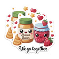(2 Pack) Peanut Butter Jelly Magnets - Cute Kawaii Food Pair - We Go Together Refrigerator Decor - 5 Inches On Longest Side - Thick Durable Magnet - Made in USA - MAG39594