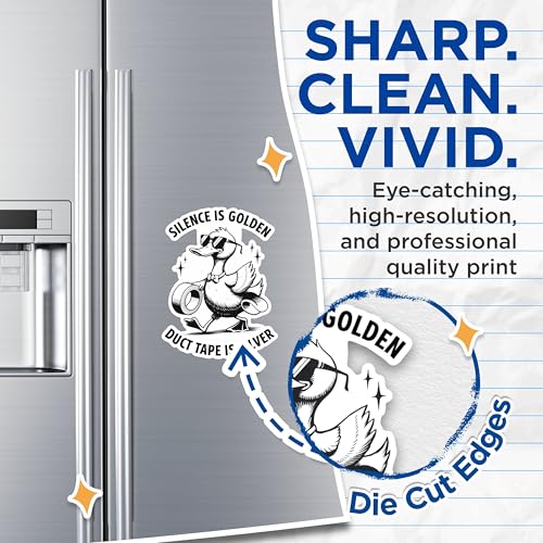 (2 Pack) Silence is Golden Magnets - Duct Tape is Silver Magnets - Funny Duck Magnets for Home Decor- 5" On Longest Side - for Fridges, Toolboxes, Cars - Made in USA - MAG2894