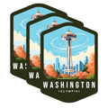 (3 Pack) Space Needle Decals - Seattle Skyline - Washington State Decal - 3 Inches On Longest Side - Easy Peel & Apply - Made in USA - 3MCS0388