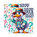 (2 Pack) Funny Duck Stickers - Cartoon Character Stickers - Question Mark Stickers - 5" On Longest Side - Sticks to Smooth Flat Surfaces - Made in USA - BMCS15827