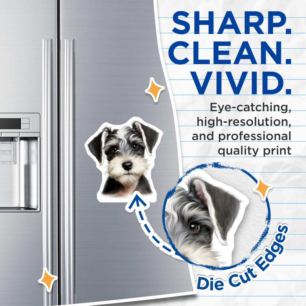 (2 Pack) Schnauzer Magnets - Puppy Dog Magnets - Pet Lover Refrigerator Decor - 5 Inches On Longest Side - Thick Durable Magnet - Made in USA - MAG25159