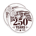 (2 Pack) USA 250 Years Magnets - American Revolution 1776 2026 - Patriotic History Semiquincentennial Decor - 5 Inches On Longest Side - Thick Durable Magnet - Made in USA - MAG36284