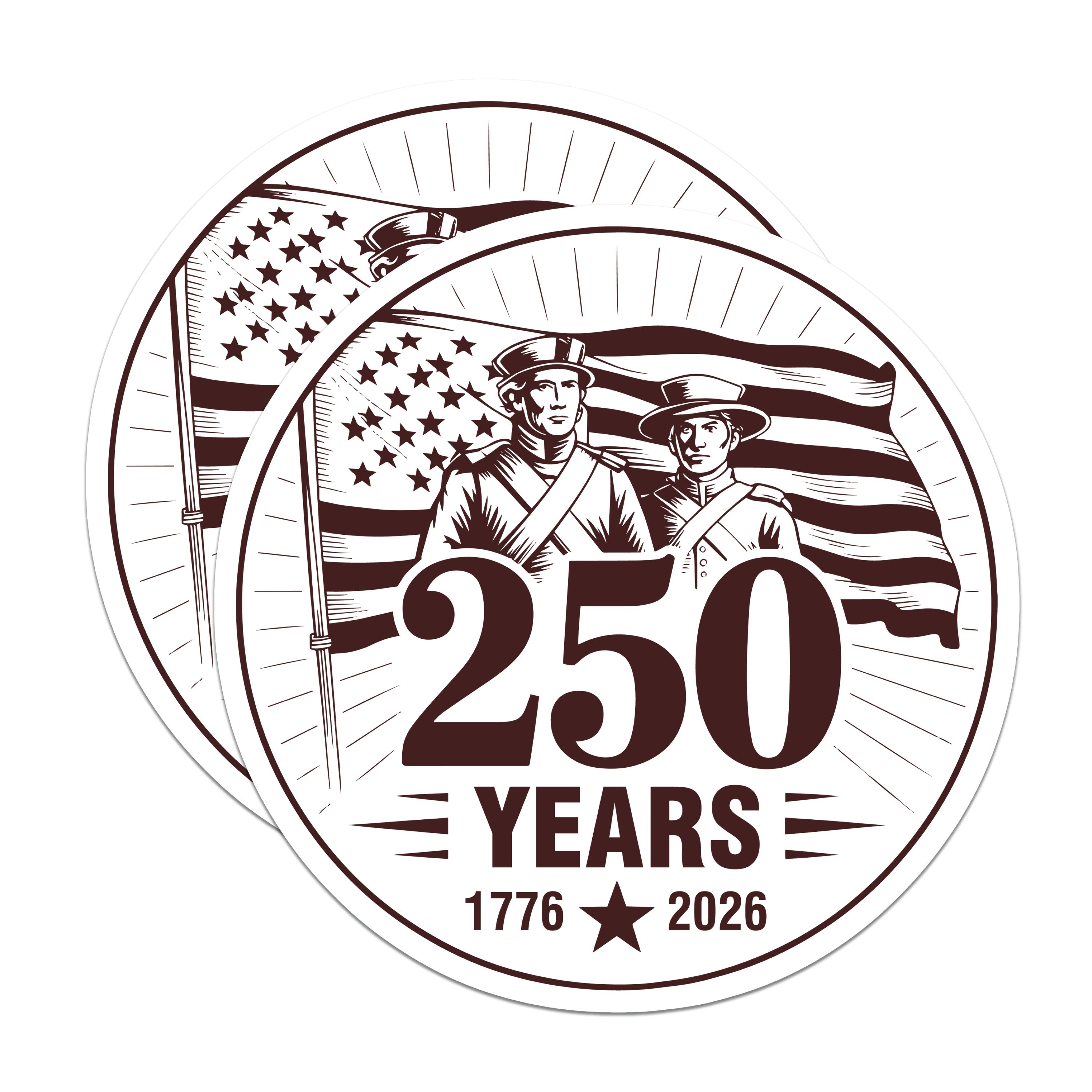 (2 Pack) USA 250 Years Magnets - American Revolution 1776 2026 - Patriotic History Semiquincentennial Decor - 5 Inches On Longest Side - Thick Durable Magnet - Made in USA - MAG36284