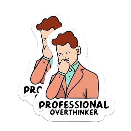 (2 Pack) Professional Overthinker Magnets - Funny Sarcastic Overthinking Magnet - 5" On Longest Side - Premium Magnet - for Cars, Refrigerators, Toolboxes, Lockers - Made in USA - MAG1674