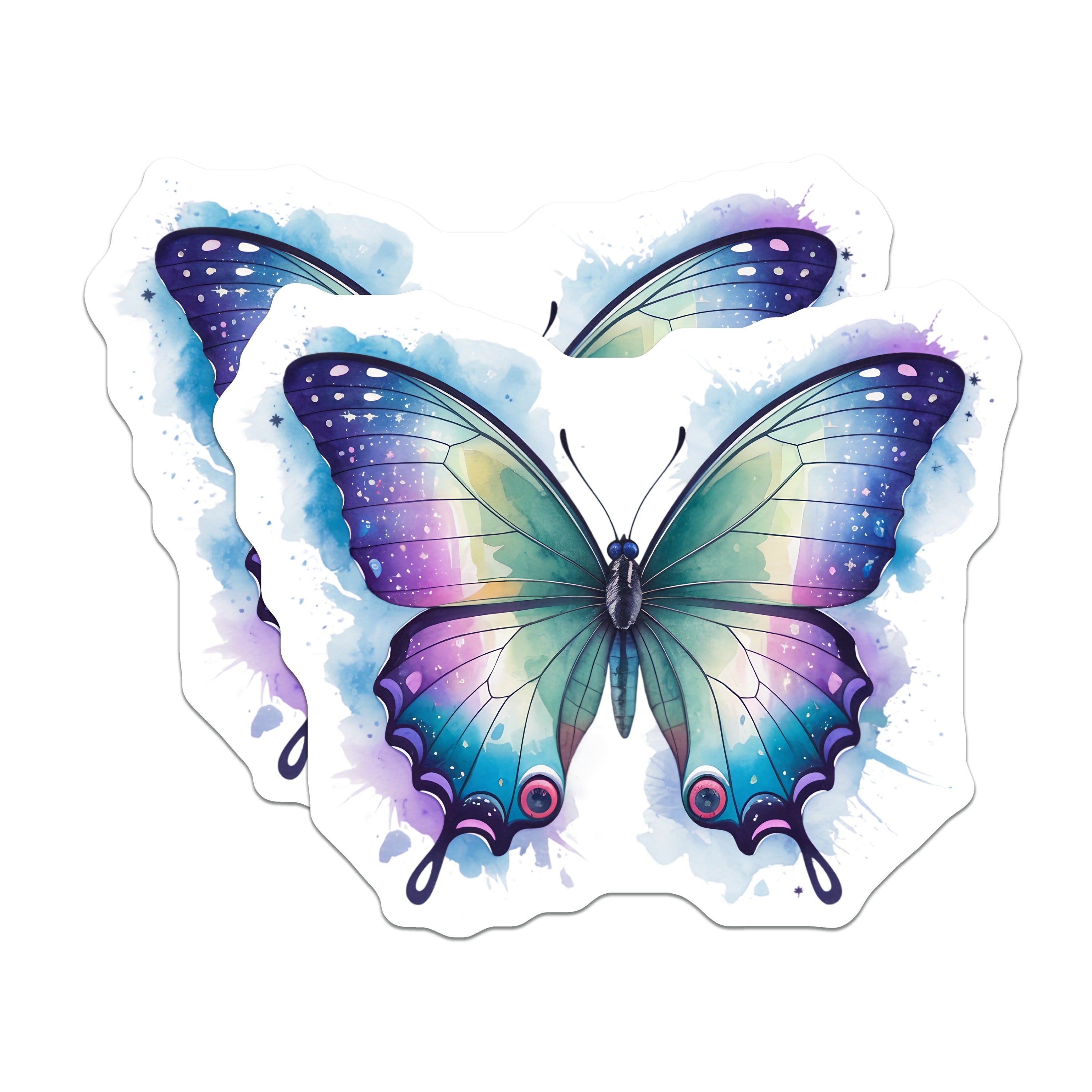 (2 Pack) Cosmic Butterfly Magnets - Watercolor Galaxy Nature Art - Whimsical Fridge Locker Decor - Aesthetic Home Accent - 5 Inches On Longest Side - Thick Durable Magnet - Made in USA - MAG39651