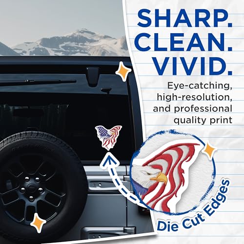 (2 Pack) American Bald Eagle Stickers - Patriotic Flag Sticker - USA Pride Vinyl Decal - 5" On Longest Side - Sticks to Smooth Flat Surfaces - Made in USA - BMCS6978