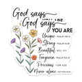 (2 Pack) God Says You are Magnets - Christian Scripture Affirmations - Inspirational Floral Decor - 5 Inches On Longest Side - Thick Durable Magnet - Made in USA - MAG19594