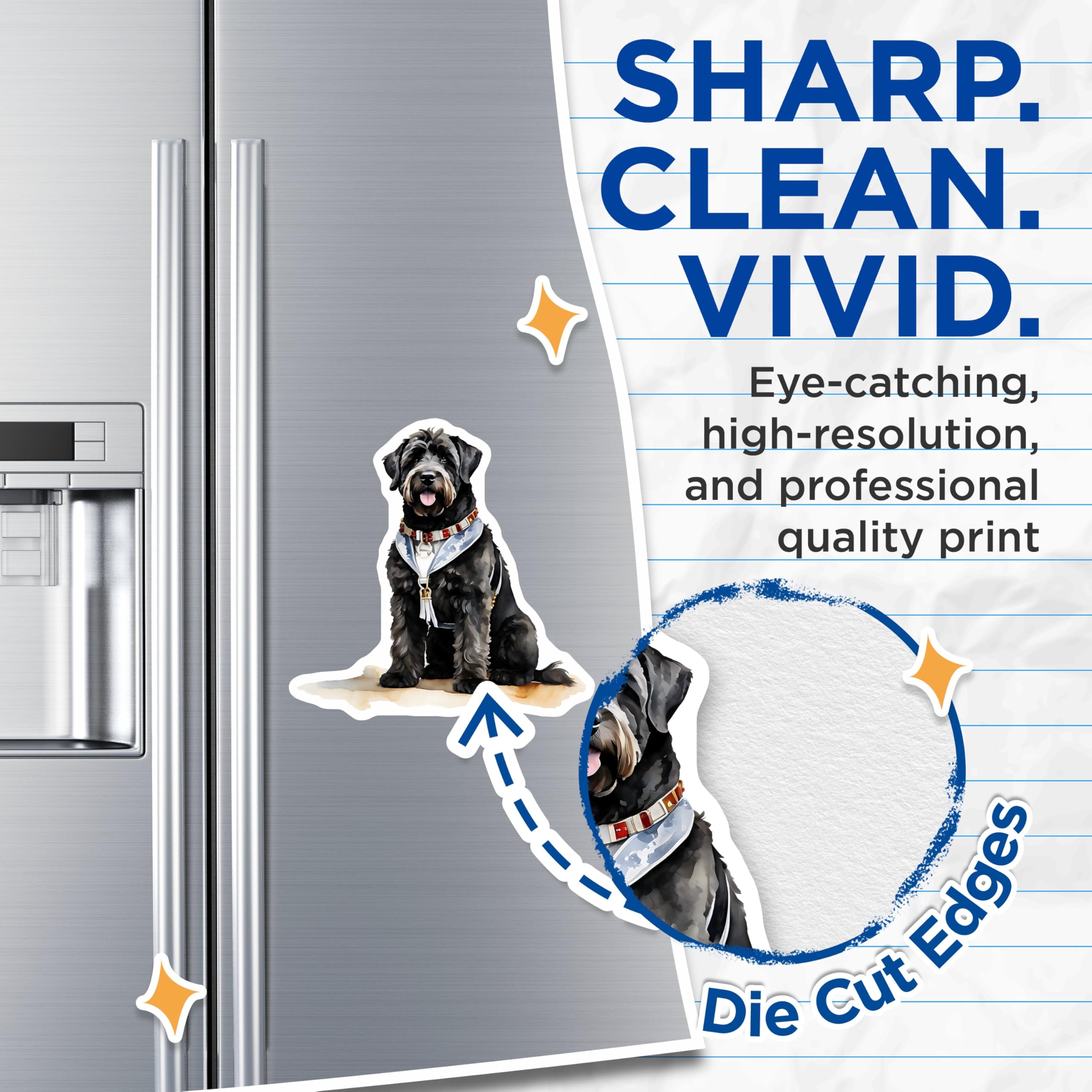 (2 Pack) Black Russian Terrier Magnets - Elegant Dog Art - Home Decor Refrigerator Magnets - 5" On Longest Side - Premium Magnet - for Cars, Refrigerators, Toolboxes, Lockers - Made in USA - MAG14028
