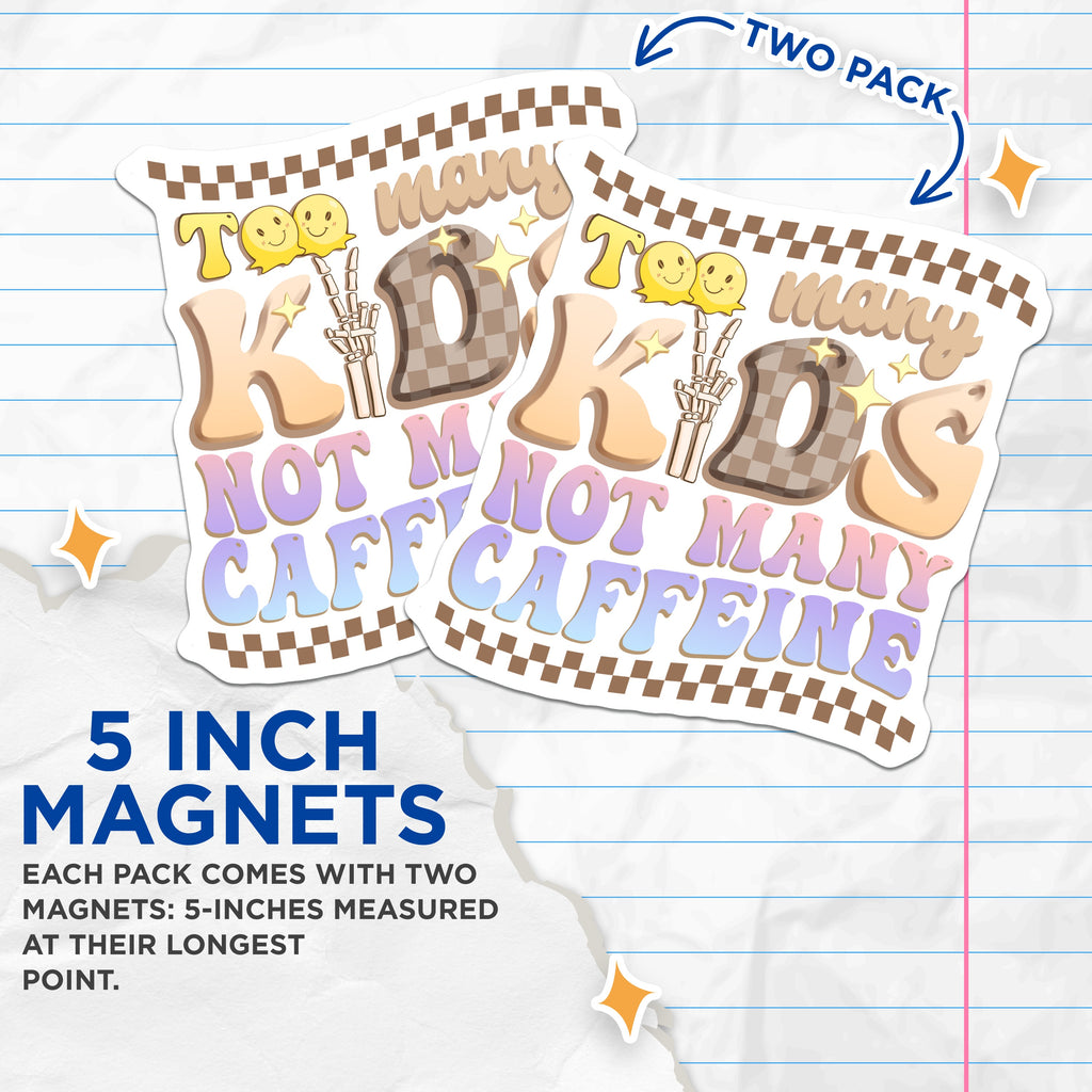 (2 Pack) Funny Mom Life Magnets - Tired Parent Coffee Lover - Y2K Aesthetic Refrigerator Decor - 5 Inches On Longest Side - Thick Durable Magnet - Made in USA - MAG39608