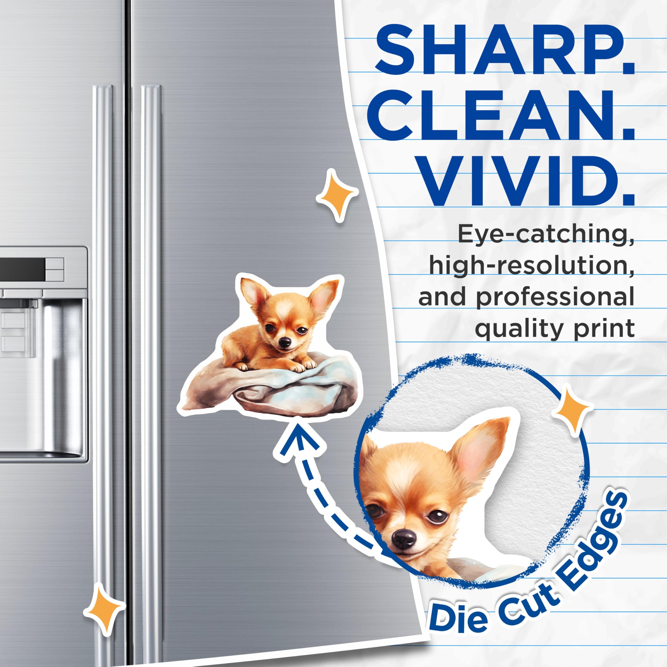 (2 Pack) Chihuahua Dog Magnets - Cute Puppy Illustration - Pet Lover Decorations - 5" On Longest Side - Premium Magnet - for Cars, Refrigerators, Toolboxes, Lockers - Made in USA - MAG16470