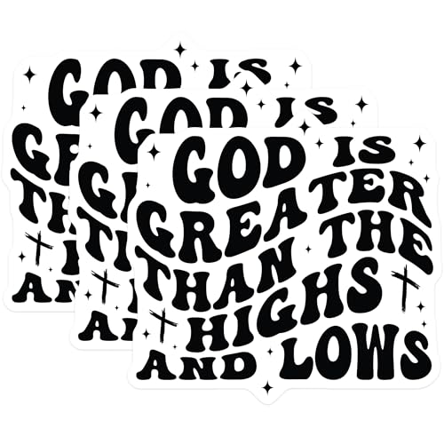 (3 Pack) God is Greater Decals - Faith Inspired - Christian Decals- 3 Inches On Longest Side - Easy Peel & Apply - Made in USA - 3MCS5995
