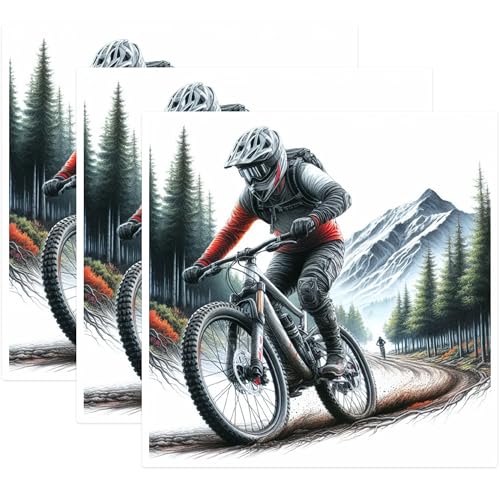 (3 Pack) Mountain Bike Decals - Biker Silhouette - Extreme Sport Stickers - 3 Inches On Longest Side - Easy Peel & Apply - Made in USA - 3MCS1368
