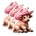 (3 Pack) Cowgirl Cow Decals - Pink Hat Highland Cattle Decals - Laptop Car Decals - 3 Inches On Longest Side - Easy Peel & Apply - Made in USA - 3MCS2390