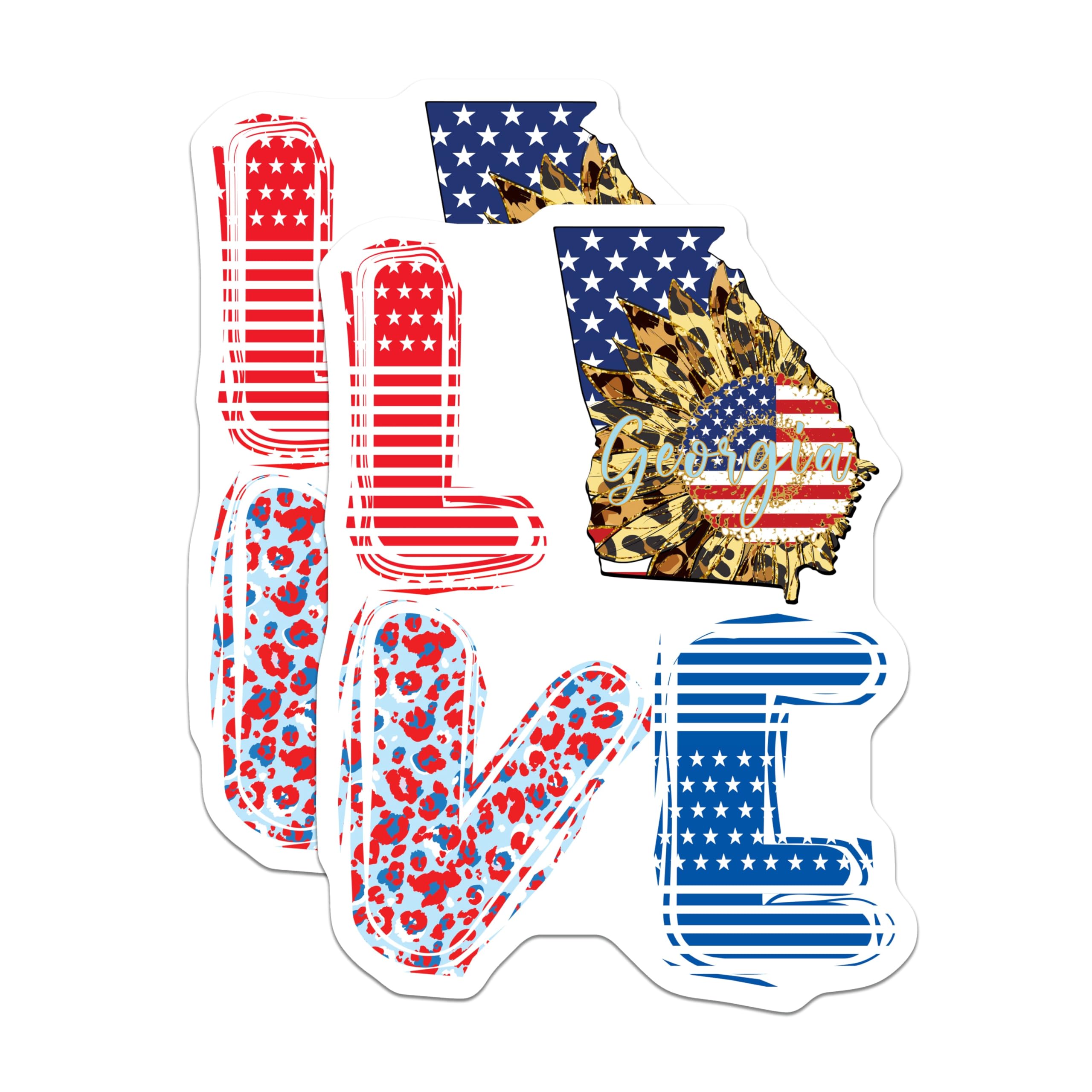 (2 Pack) Georgia Love Magnets - Patriotic Sunflower - USA Flag Art Refrigerator Magnets - 5" On Longest Side - Premium Magnet - for Cars, Refrigerators, Toolboxes, Lockers - Made in USA - MAG18838