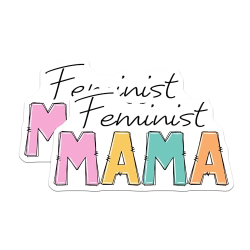 (2 Pack) Feminist Mama Stickers - Mom Empowerment Decal - Feminism for Moms - 5" On Longest Side - Sticks to Smooth Flat Surfaces - Made in USA - BMCS8343