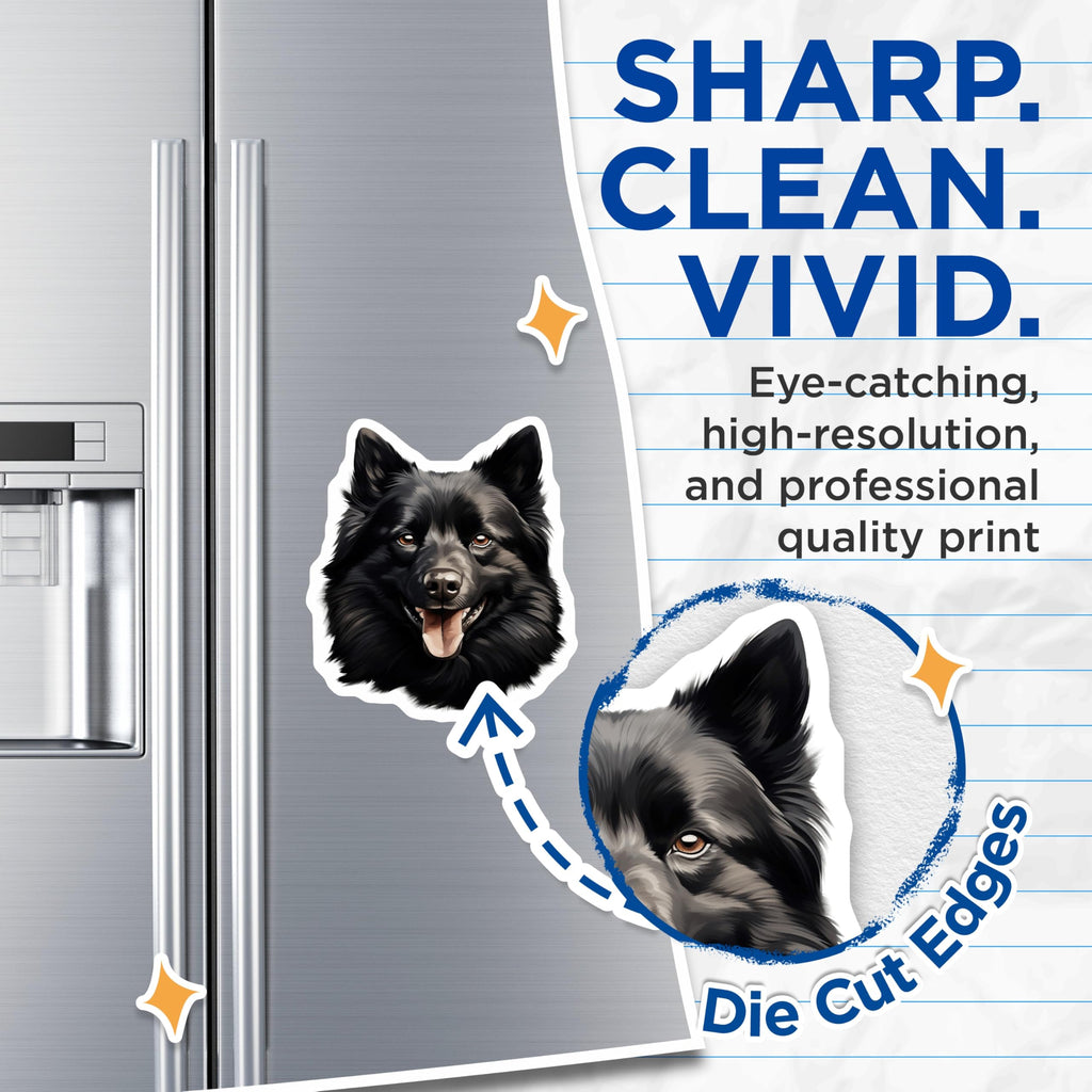 (2 Pack) Black German Shepherd Magnets - Happy Dog Lover - Animal Art Refrigerator - 5 Inches On Longest Side - Thick Durable Magnet - Made in USA - MAG28174