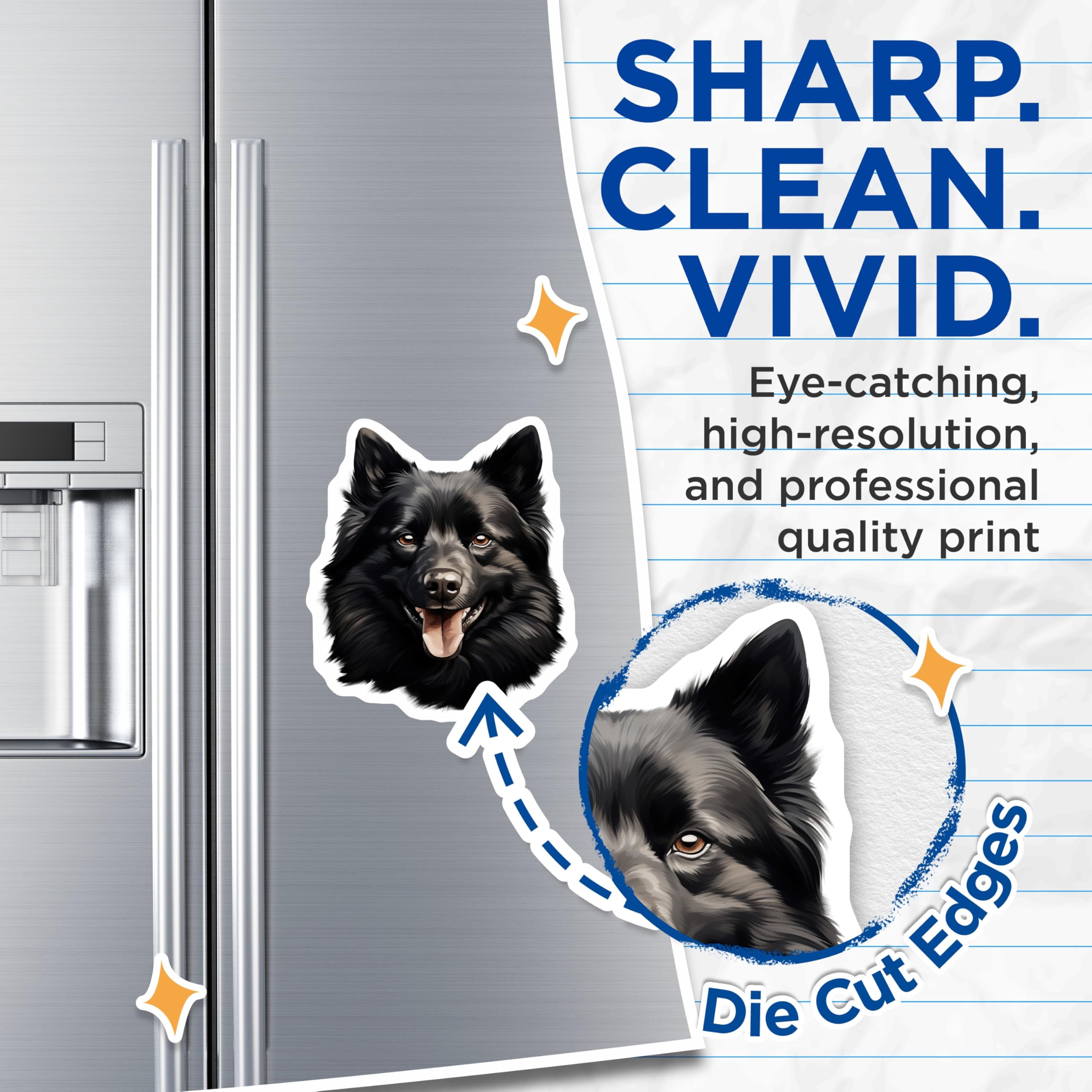 (2 Pack) Black German Shepherd Magnets - Happy Dog Lover - Animal Art Refrigerator - 5 Inches On Longest Side - Thick Durable Magnet - Made in USA - MAG28174