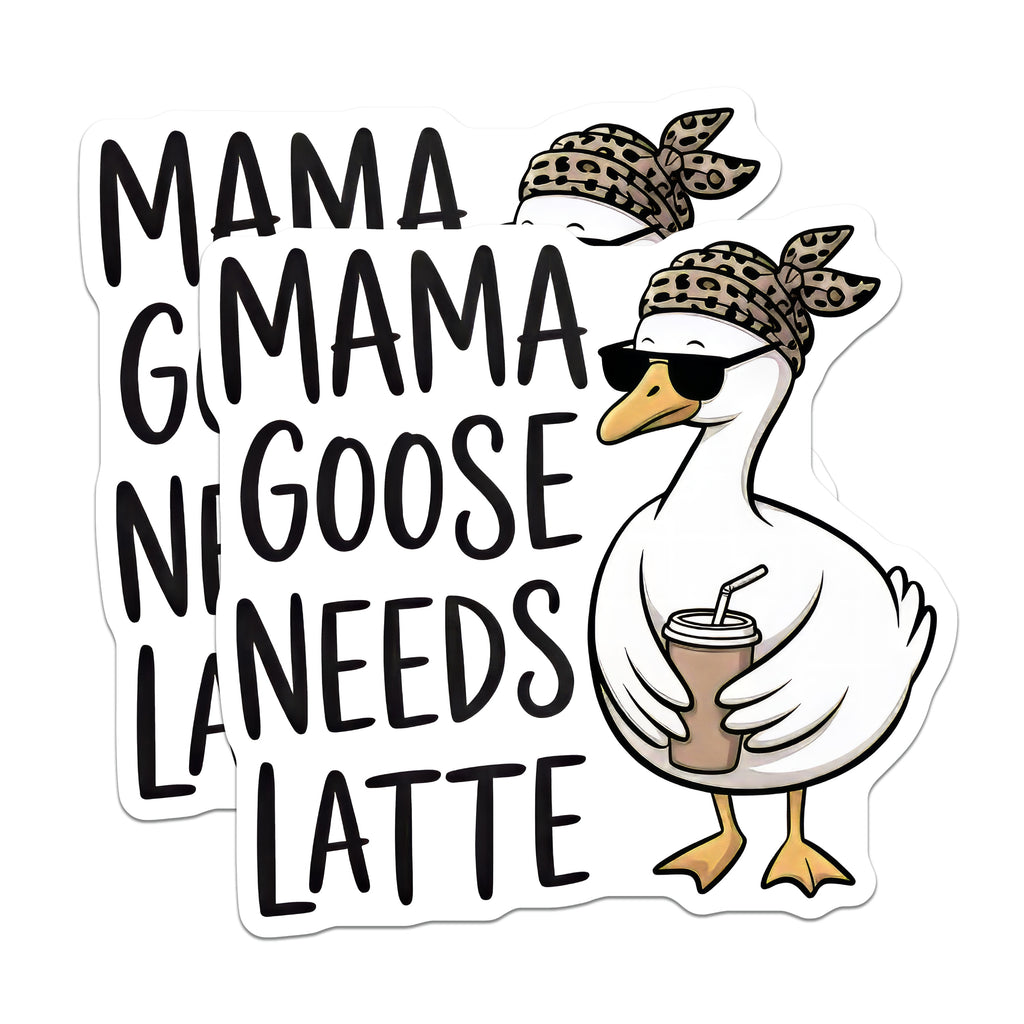 (2 Pack) Mama Goose Needs Latte Magnets - Funny Mom Life - Coffee Lover Refrigerator Decor - 5 Inches On Longest Side - Thick Durable Magnet - Made in USA - MAG37704