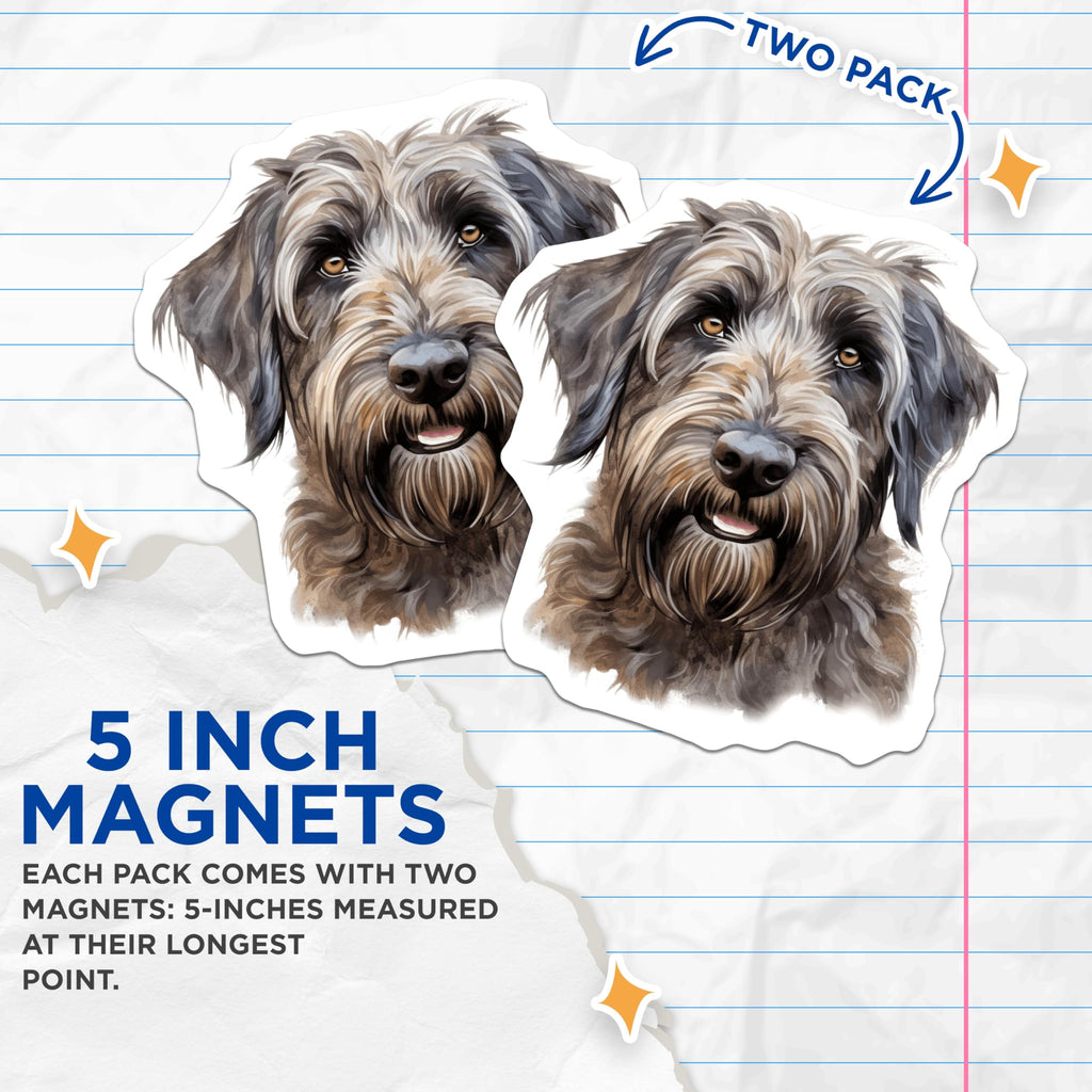 (2 Pack) Shaggy Dog Portrait Magnets - Pet Lover Home Decor - Dog Parent Essentials - 5 Inches On Longest Side - Thick Durable Magnet - Made in USA - MAG29775