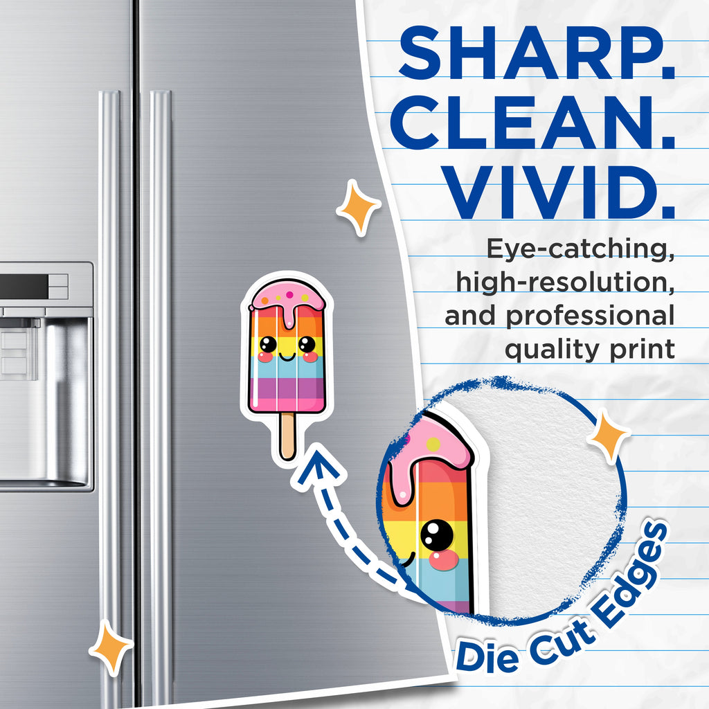 (2 Pack) Kawaii Popsicle Magnets - Rainbow Ice Pop Kitchen Decor - Cute Sweet Treat Aesthetic Locker Accent - 5 Inches On Longest Side - Thick Durable Magnet - Made in USA - MAG36268
