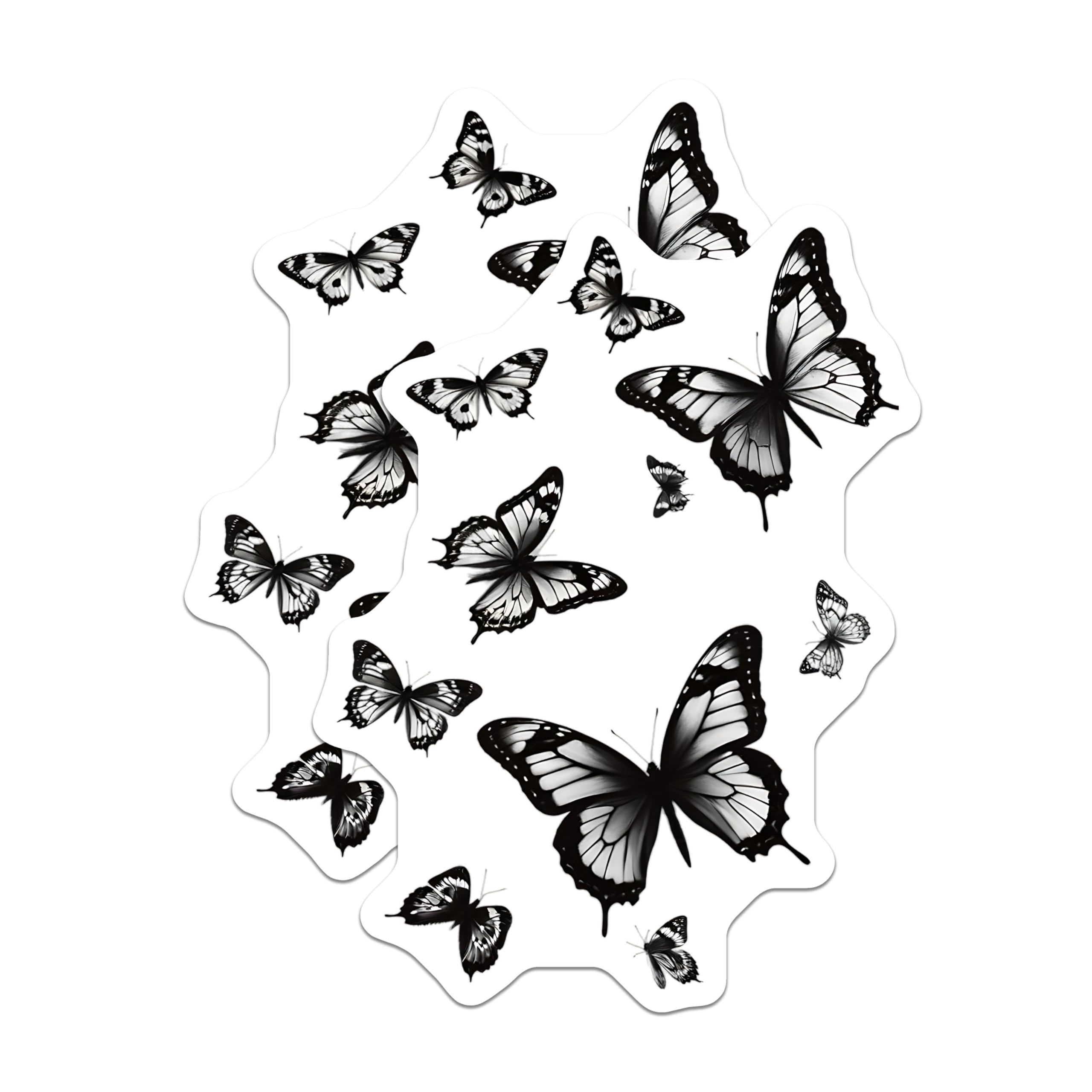 (2 Pack) Butterfly Magnets - Black and White Decor - Home and Living Refrigerator - 5" On Longest Side - Premium Magnet - for Cars, Refrigerators, Toolboxes, Lockers - Made in USA - MAG15874