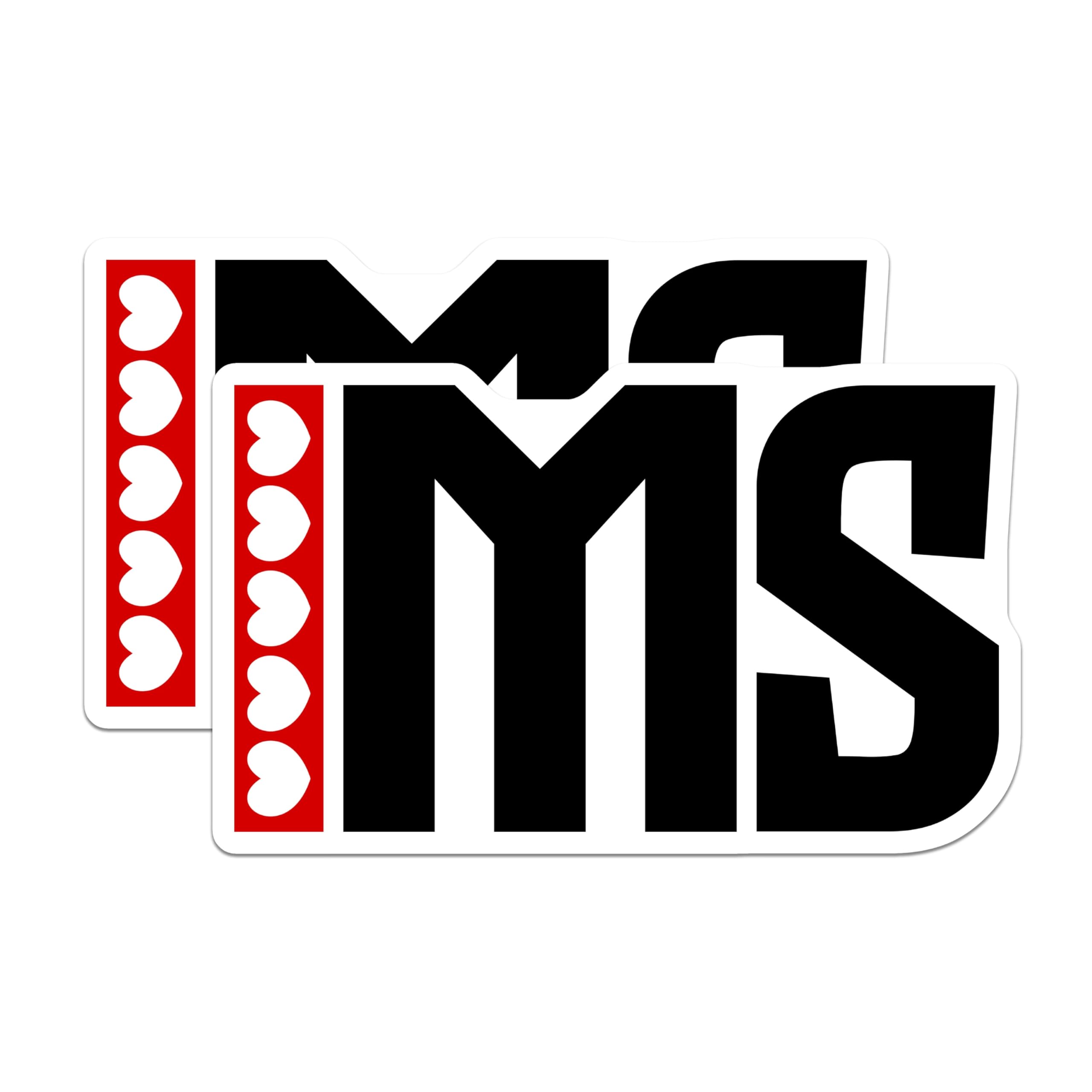 (2 Pack) IMS Initial Magnets - Monogram Letters- Heart Pattern - Black and Red Magnets - 5" On Longest Side - Premium Magnet - for Cars, Refrigerators, Toolboxes, Lockers - Made in USA - MAG18601