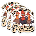 (3 Pack) Easily Distracted Decals - Funny Chicken - Laptop Decal - Novelty Stickers - Chicken Lover - Cartoon Rooster- 3 Inches On Longest Side - Easy Peel & Apply - Made in USA - 3MCS5715
