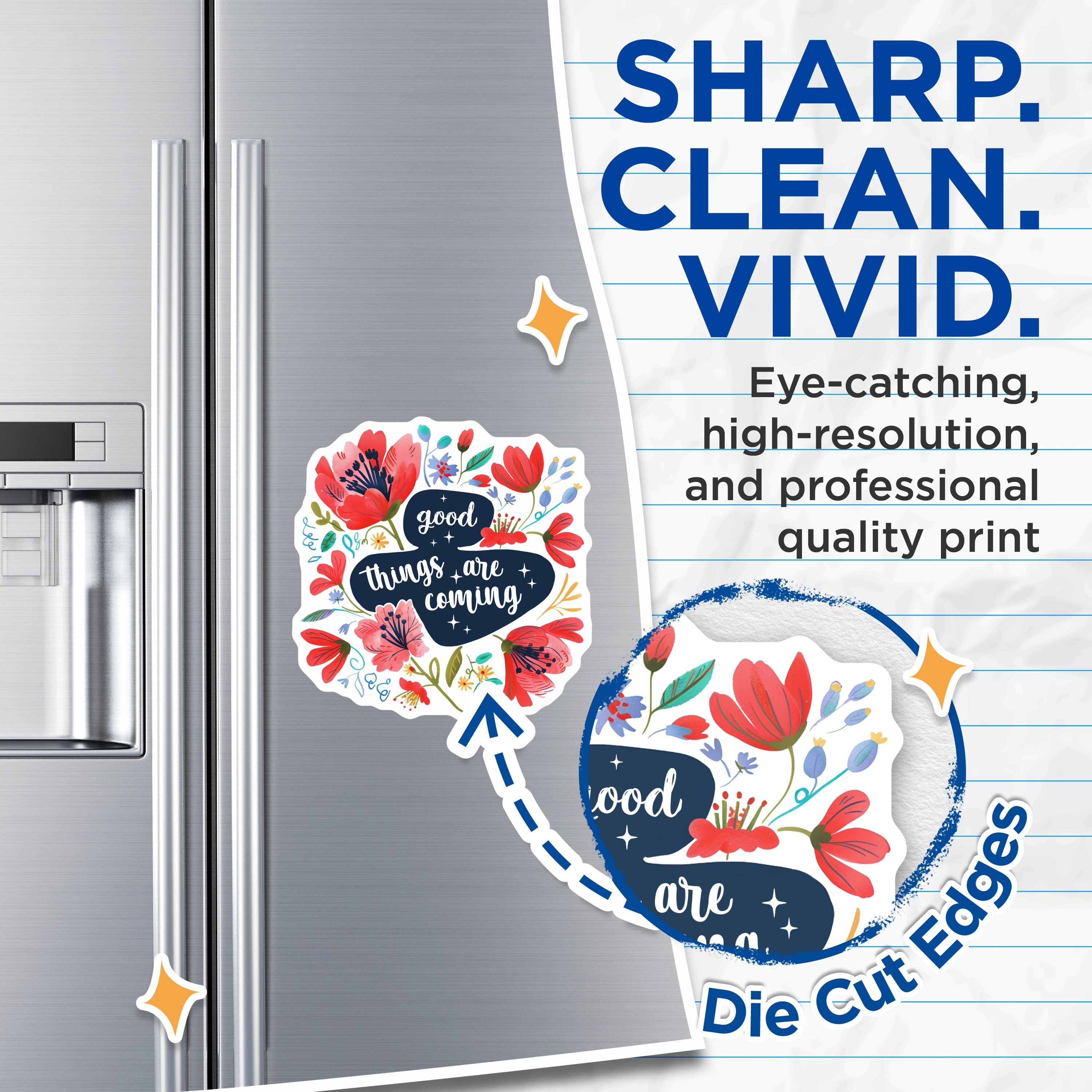 (2 Pack) Good Things are Coming Magnets - Uplifting Floral Affirmation Art - Positive Reminder for Fridge Locker - 5 Inches On Longest Side - Thick Durable Magnet - Made in USA - MAG36014