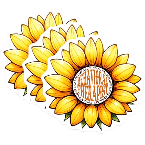 (3 Pack) Behavioral Therapist Decals - Sunflower Sticker - Laptop Decals - 3 Inches On Longest Side - Easy Peel & Apply - Made in USA - 3MCS1957