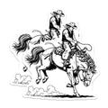 (2 Pack) Cowboy Magnets - Riding Horse - Rodeo Decor - 5" On Longest Side - Premium Magnet - for Cars, Refrigerators, Toolboxes, Lockers - Made in USA - MAG16892