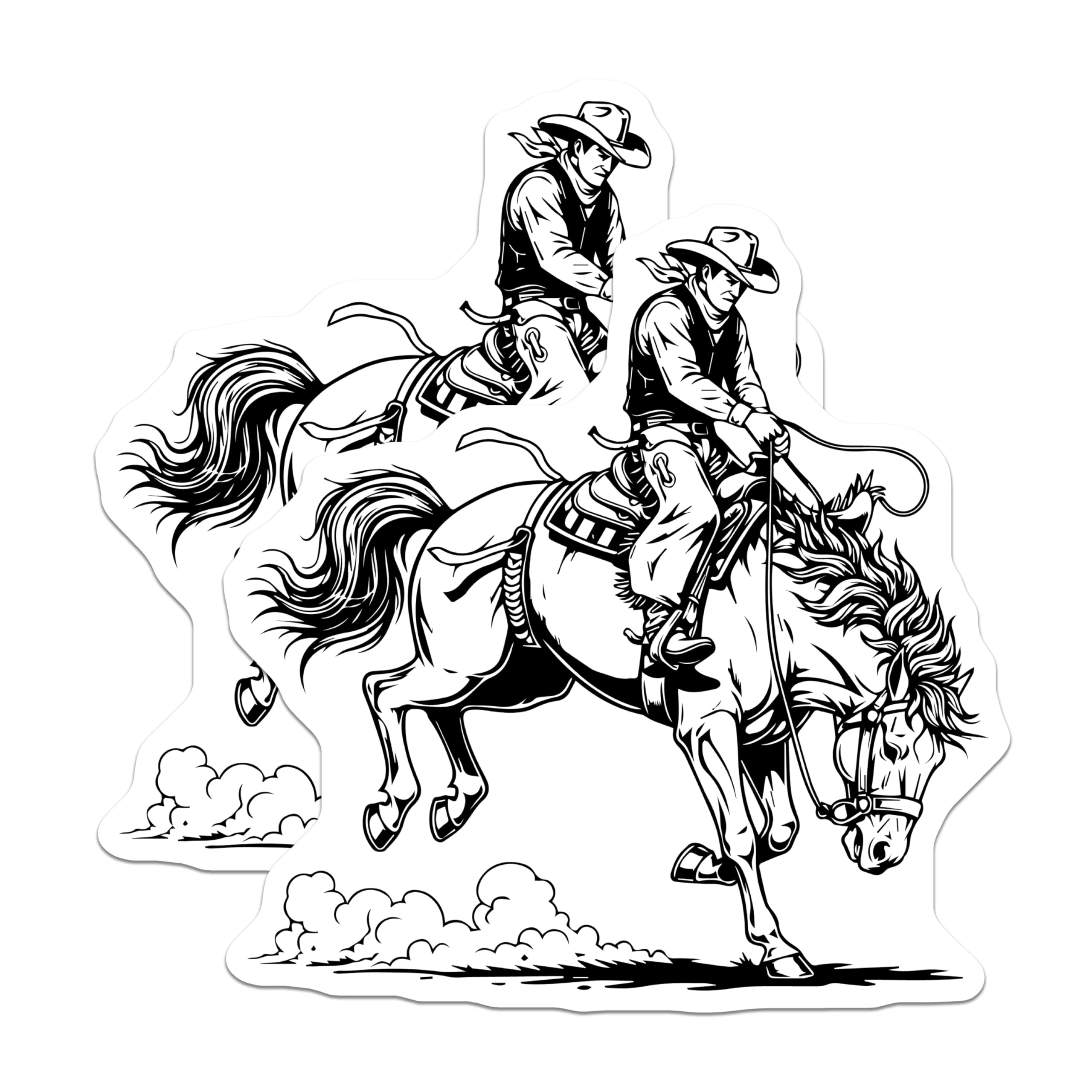 (2 Pack) Cowboy Magnets - Riding Horse - Rodeo Decor - 5" On Longest Side - Premium Magnet - for Cars, Refrigerators, Toolboxes, Lockers - Made in USA - MAG16892