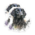 (2 Pack) Flat-Coated Retriever Magnets - Black Dog Watercolor Art - Pet Lover Canine Decor - 5 Inches On Longest Side - Thick Durable Magnet - Made in USA - MAG24212