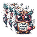 (3 Pack) Not a Morning Person Owl Decals - Funny Owl Sticker - Coffee Lover Decal - 3 Inches On Longest Side - Easy Peel & Apply - Made in USA - 3MCS0856