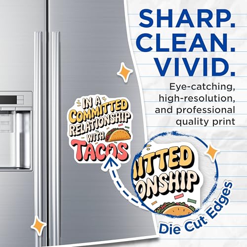 (2 Pack) in A Committed Relationship with Tacos Magnets - Taco Lovers Home Decor - Fun and Whimsical Kitchen Accessories - 5" On Longest Side - for Cars, Fridges, Toolboxes - Made in USA - MAG5639